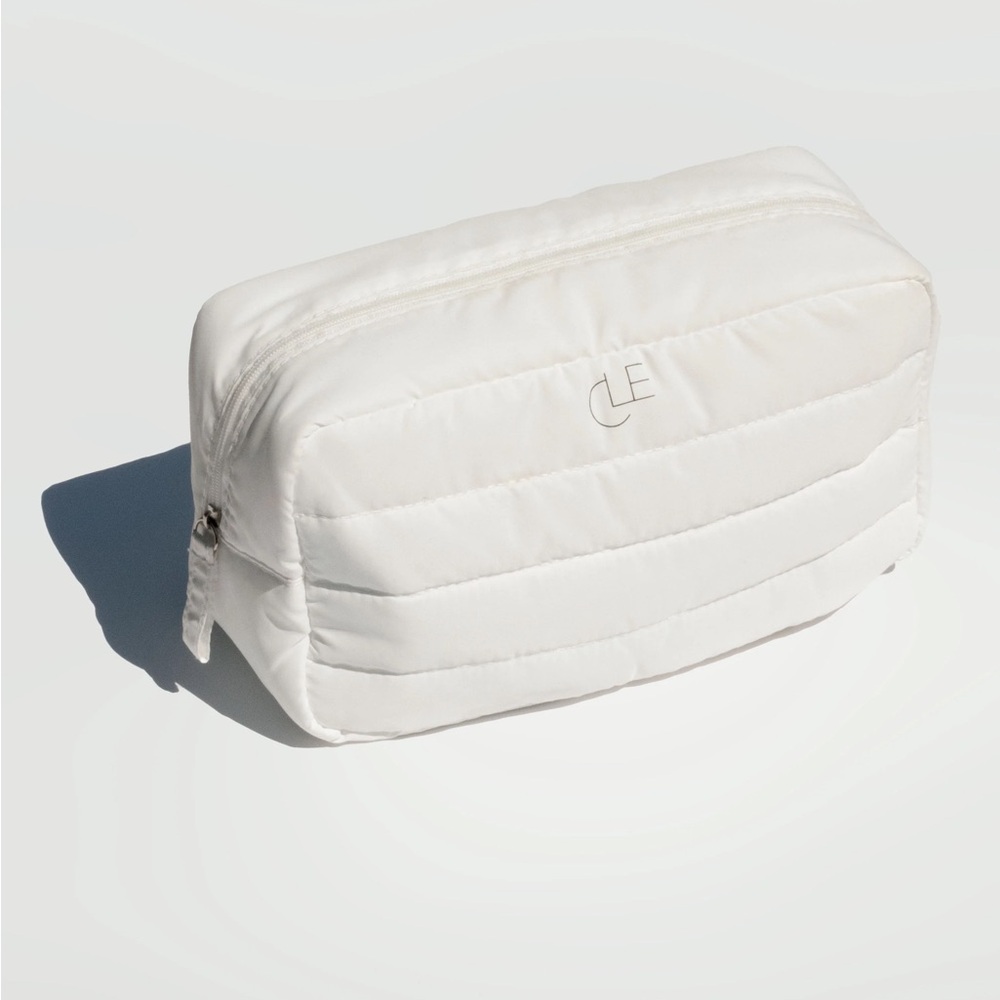 White Puffer Quilted Cosmetic Bag